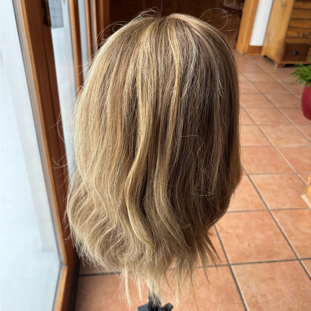 REDUCTION $500.00! Human Hair Dk Blonde w/ Lt Blonde highlights Highline Wig - Picture 3 of 12